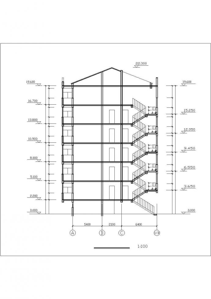 3800平米7层框混结构住宅楼平立剖面设计CAD图纸（底层为车库）_图1