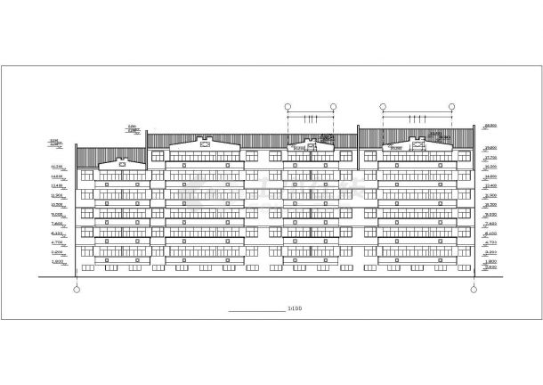 3800平米7层框混结构住宅楼平立剖面设计CAD图纸（底层为车库）-图二
