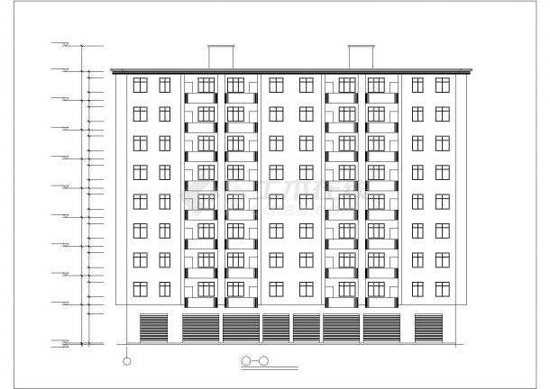 成都市xx小区6100平米9层框架商住楼平立剖面设计CAD图纸（底层商用）-图二