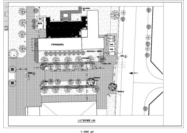 某图书馆入口小广场景观设计cad总平面施工图-图一
