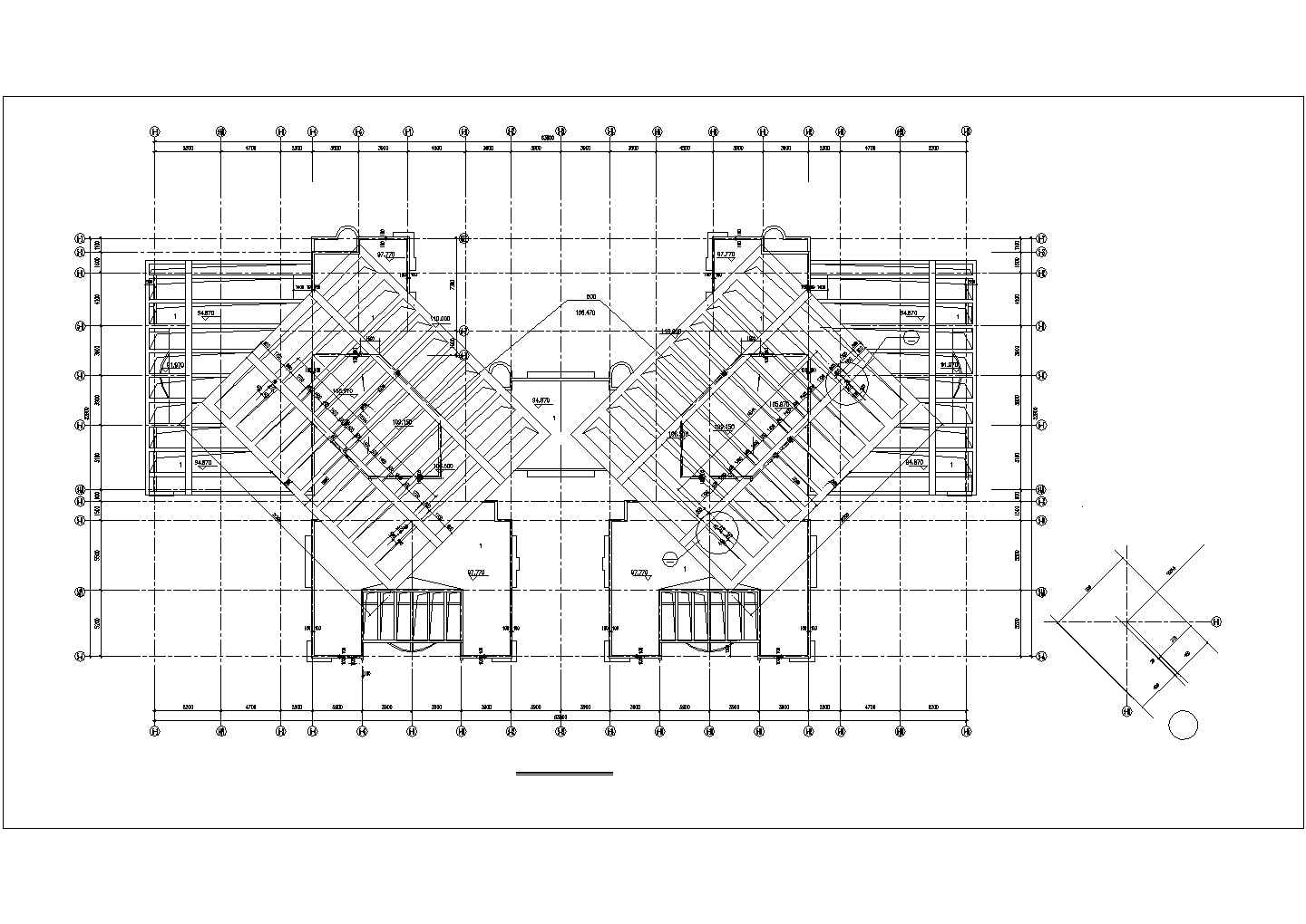 33层短肢剪力墙结构住宅楼平面设计CAD图纸（含机房和水箱层）
