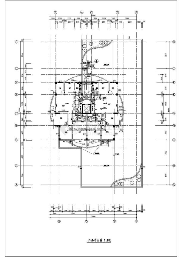 xx小区15层框架结构商住楼平面设计CAD图纸（底层商用/含地下车库）-图一