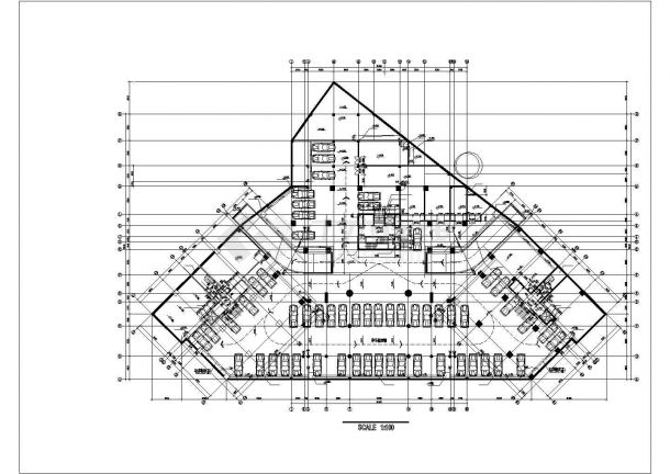 8500平米五层框架结构百货商场平面设计CAD图纸（含地下层和架空层）-图一