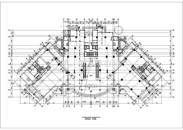 8500平米五层框架结构百货商场平面设计CAD图纸（含地下层和架空层）-图二