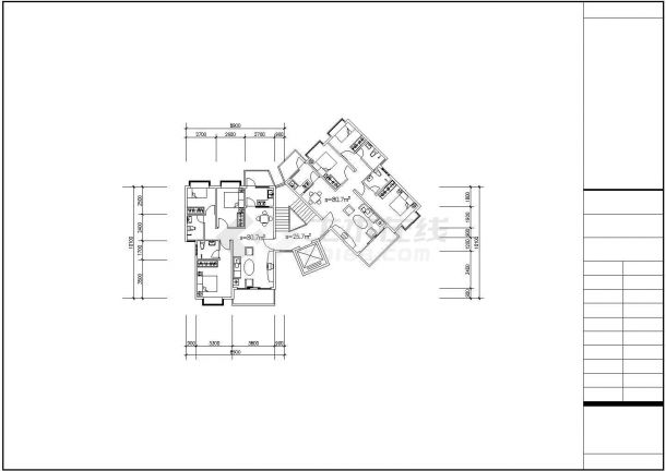 120平米左右的经典热门的二三房平面户型设计CAD图纸（40张）-图一