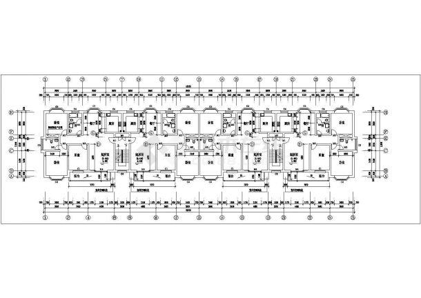 衢州xx小区2500平米6层混合结构住宅楼平面设计CAD图纸-图二