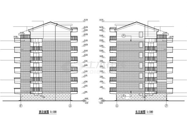 小区七层砖混结构民居楼建筑设计CAD图纸（含阁楼和车库层）-图一
