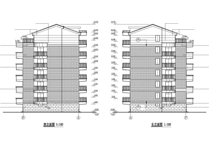 小区七层砖混结构民居楼建筑设计CAD图纸（含阁楼和车库层）_图1