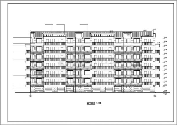 小区七层砖混结构民居楼建筑设计CAD图纸（含阁楼和车库层）-图二