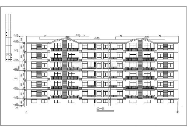 3300平米6层砖混结构住宅楼平立剖面设计CAD图纸（含半地下室）-图二