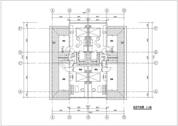 1200平米五层砖混结构住宅楼平立剖面设计CAD图纸（1层2户型）-图一
