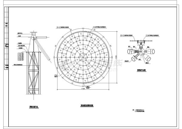多层带网架顶钢结构会所设计施工图纸-图二