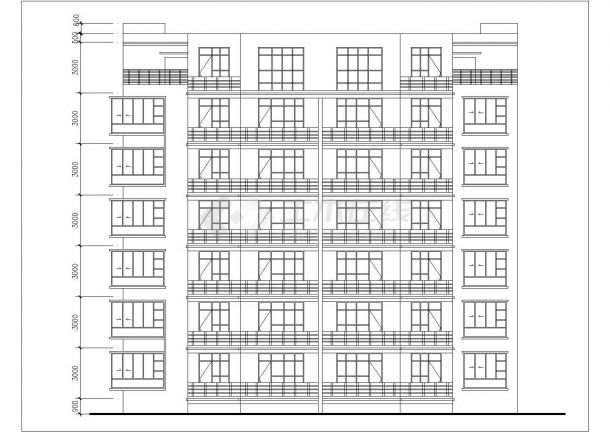 七层砖混结构民居楼平立面设计CAD图纸（四套方案/1层2户型）-图二