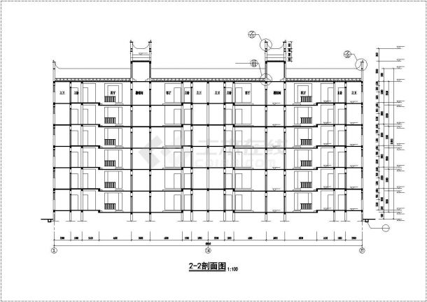 乌鲁木齐xx小区占地560情迷6层砖混结构住宅楼建筑设计CAD图纸-图二