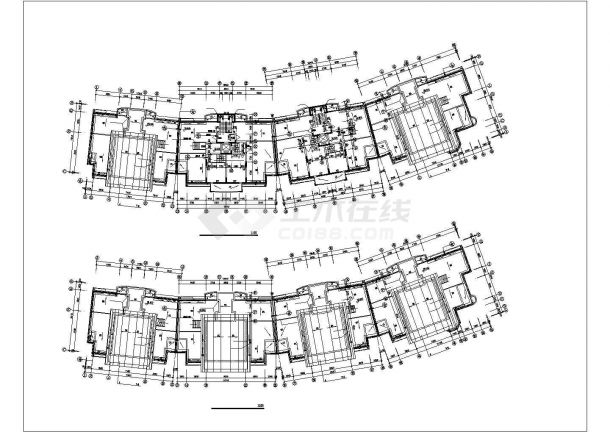 xx小区12层民居住宅楼平面设计CAD图纸（1层8户/含车库和阁楼）-图一