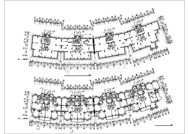 xx小区12层民居住宅楼平面设计CAD图纸（1层8户/含车库和阁楼）-图二
