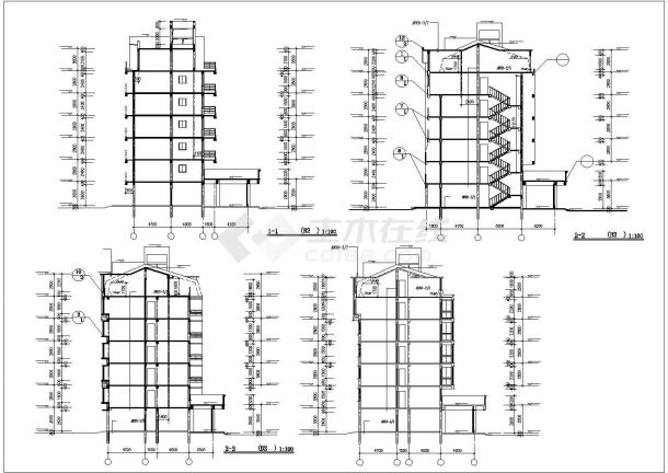 占地1900平米七层框架结构商住楼其他建筑设计CAD图纸（底层商用）-图二