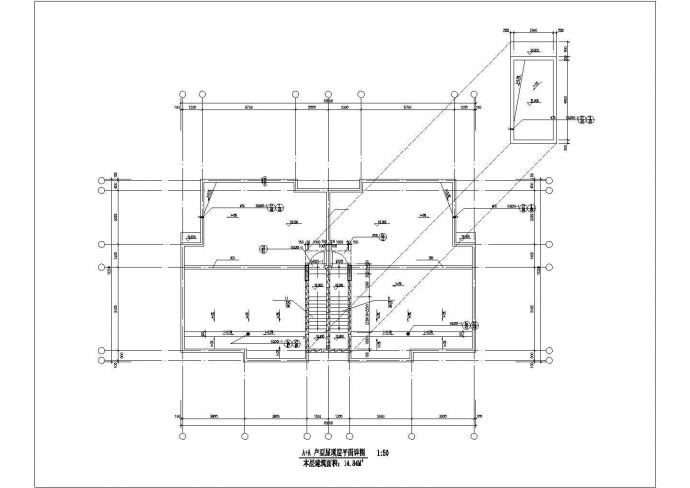 1100平米6层砖混结构住宅楼平面设计CAD图纸（1层2户型）_图1
