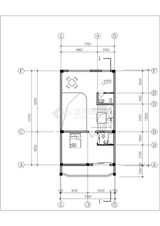 崇州市某村镇510平米五层砖混结构自建民居楼建筑设计CAD图纸-图一
