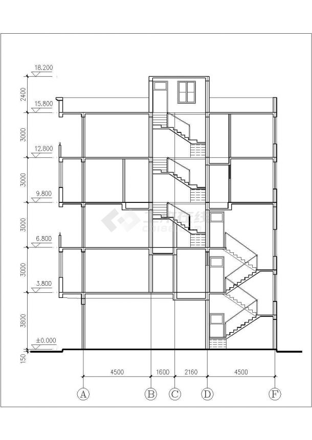 崇州市某村镇510平米五层砖混结构自建民居楼建筑设计CAD图纸-图二