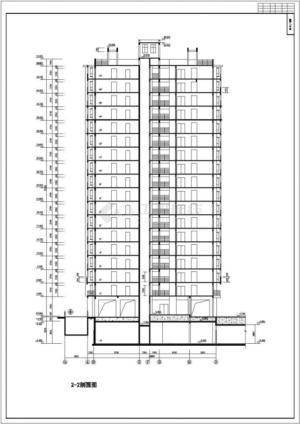 成都市xx小区18层框架结构住宅楼建筑设计CAD图纸（含机房层和架空层）-图二