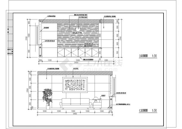 上海某大厦高档办公室装修CAD图纸-图二