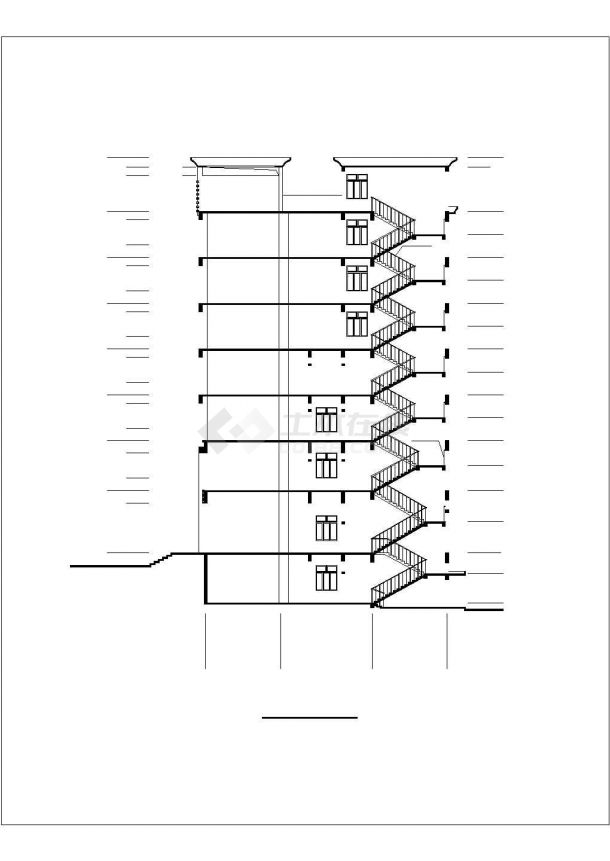 xx小区9300平米9层框架结构商住楼建筑设计CAD图纸（1-3层商用）-图二