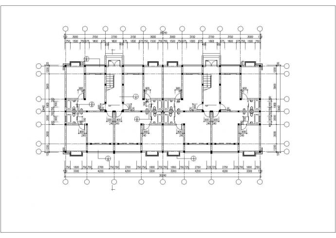 深圳某工厂2200平米五层砖混结构家属楼平立剖面设计CAD图纸_图1
