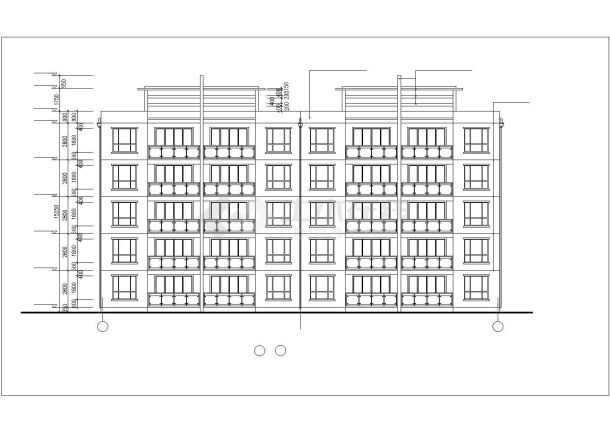 深圳某工厂2200平米五层砖混结构家属楼平立剖面设计CAD图纸-图二