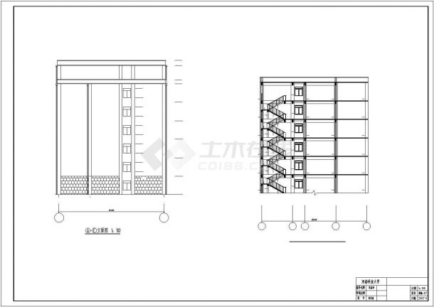 长沙市某单位6900平米6+1层钢混框架结构办公楼建筑设计CAD图纸-图一