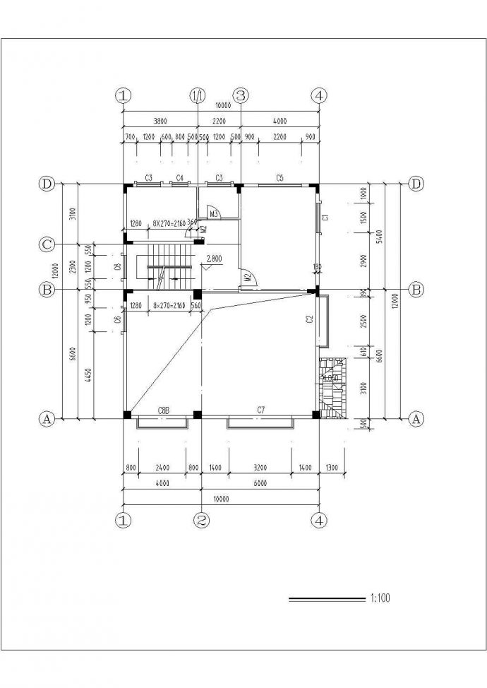 某现代化村镇390平米4层砖混结构乡村别墅楼建筑设计CAD图纸（含夹层）_图1