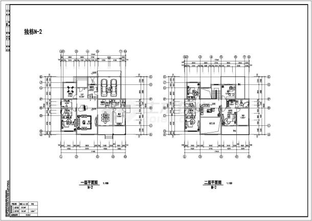 某二层框架结构欧式别墅设计cad建筑方案图（含多种类型设计）-图二