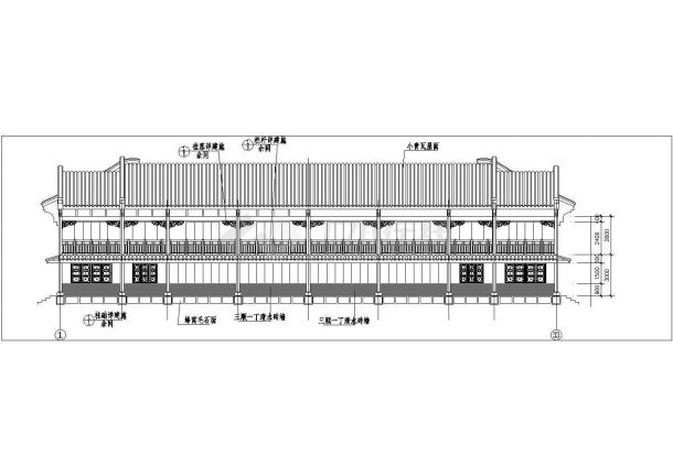 连云港某度假村2100平米3层框架结构休闲民宿楼立剖面设计CAD图纸-图二