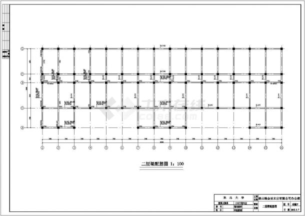 北京市某科究所四层现浇钢混框架结构办公楼全套结构设计CAD图纸-图二