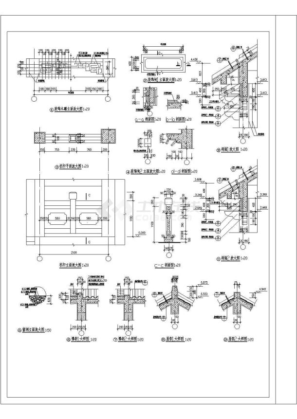 杭州某地仿古管理用房全套建筑施工设计cad图-图二