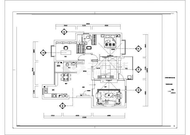 上林春天别墅室内装修CAD平面布置参考图-图二