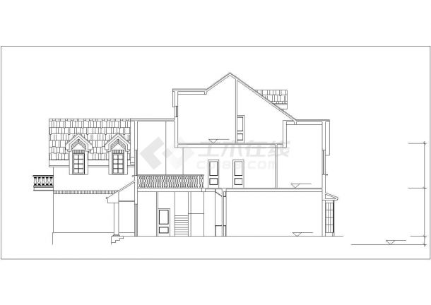 380平米3层砖混结构单体别墅平立剖面设计CAD图纸-图一