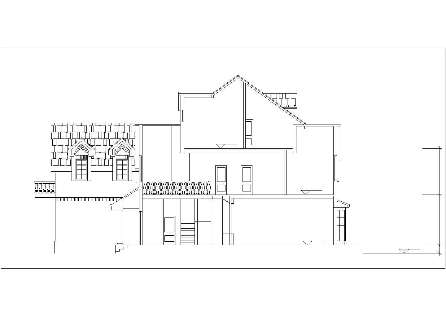 380平米3层砖混结构单体别墅平立剖面设计CAD图纸