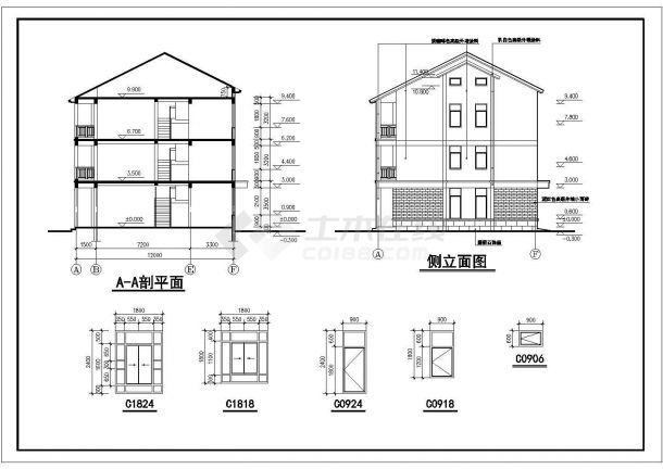 某三层框混结构新农村住宅楼设计cad全套建筑施工图（含设计说明，含结构设计）-图二