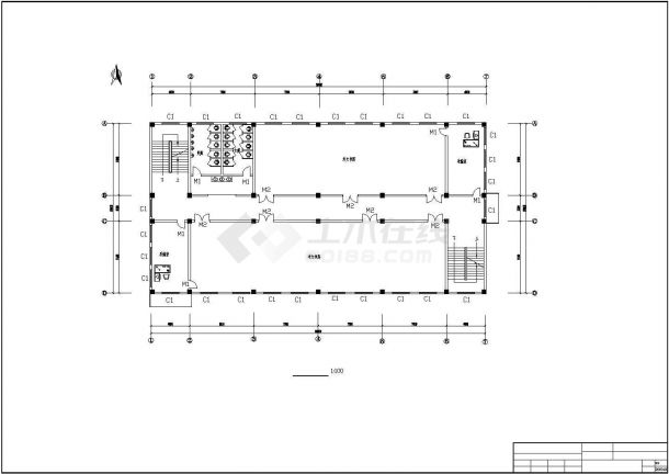 南京师范大学3000平米4层框架结构图书馆全套建筑结构设计CAD图纸-图二