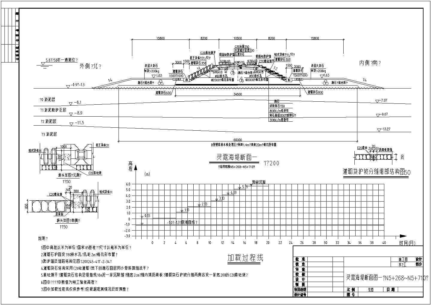 【连云港】某海堤大坝断面全套施工设计cad图纸(含灵霓海堤断面图)
