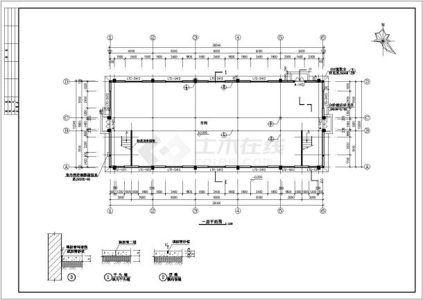 某地精密仪表厂房建筑施工CAD图-图二