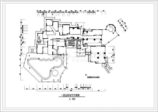 某二层高级休闲会所电气照明设计cad施工图（大院设计，8张图）-图二