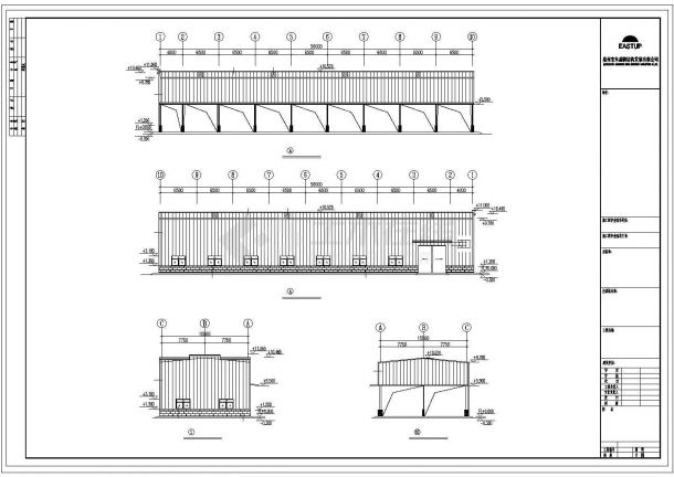 合肥市隆发石艺工厂单层钢结构厂房全套建筑设计CAD图纸-图二