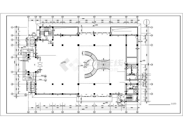 二层会所建筑施工cad图（带地下室，车库设计）-图一