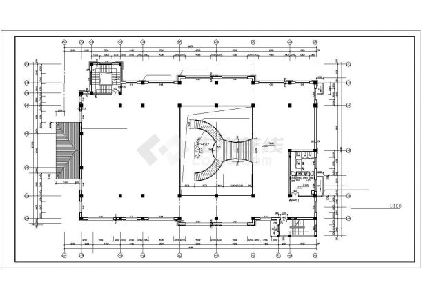 二层会所建筑施工cad图（带地下室，车库设计）-图二