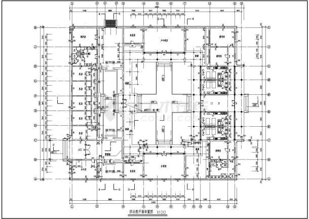 某长45.85米 宽40.4米 一层四合院CAD建筑设计图-图一