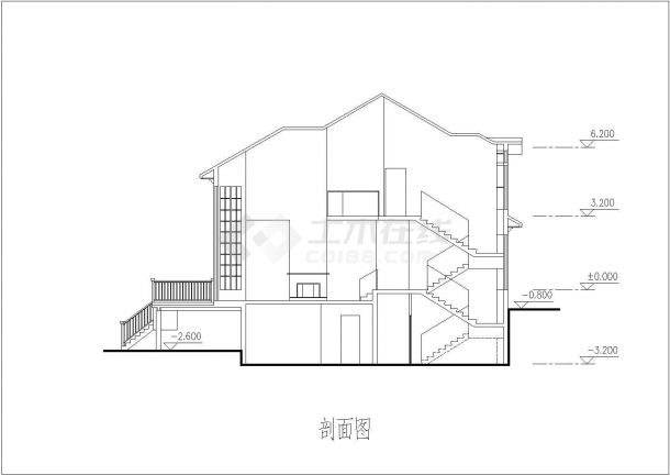 某二层带地下室框架结构别墅设计cad建筑施工图（含效果图）-图一