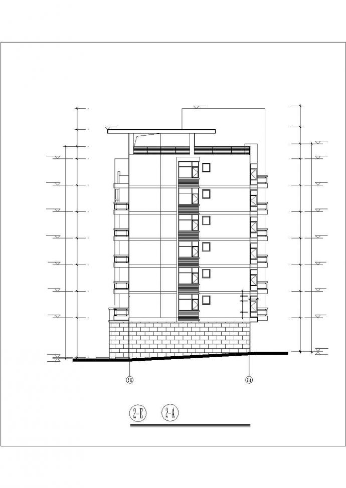 41500平米7层砖混结构民居住宅楼平立剖面设计CAD图纸（含车库和阁楼）_图1