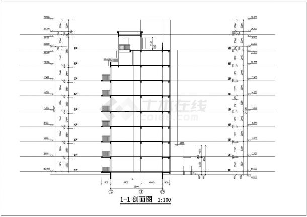 安康市xx小区3800平米9层砖混结构住宅楼平立剖面设计CAD图纸-图一